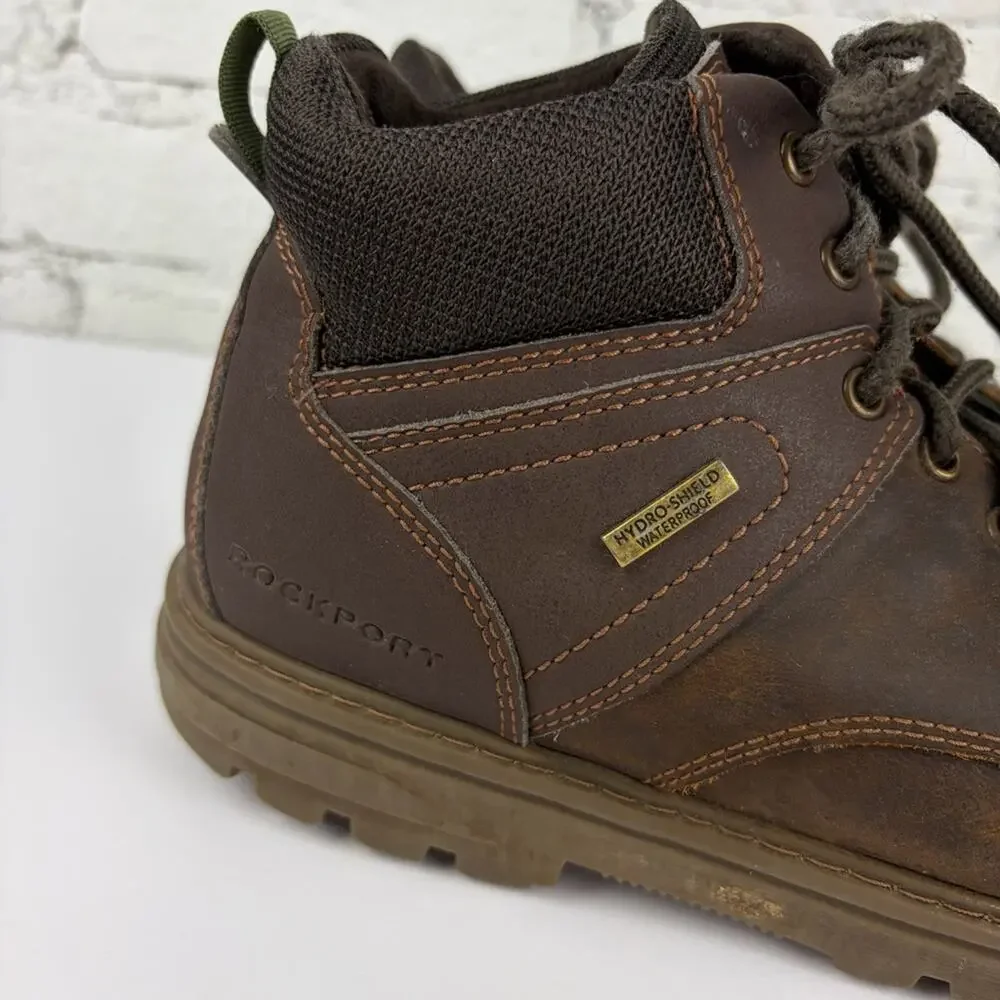 Rockport Brown Leather Waterproof Laced Java Ankle Boots Men’s 8.5 Wide